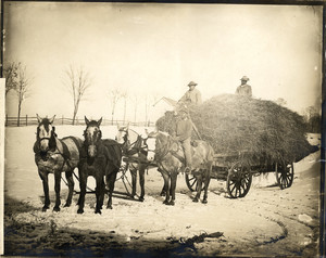 Farm hands on a hay wagon, Oak Hill, Aldie, Va., 1905-1915
