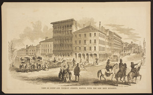 View of Court and Tremont Streets, Boston, with the new iron building