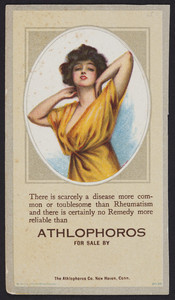 Trade card for Athlophoros, rheumatism, The Athlophoros Co., New Haven, Connecticut, undated