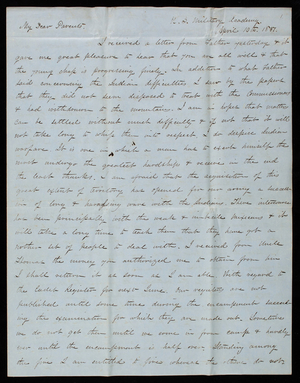 Thomas Lincoln Casey to General Silas Casey and Abby Pearce Casey, April 10, 1851