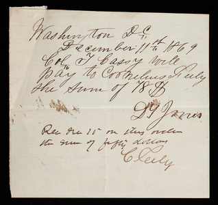 D. T. Jones and Cornelius Seely to Thomas Lincoln Casey, December 11, 13, 1869