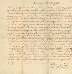 Statement of William Burbeck certifying that he received help from Henry Howell Williams in April 1775, written on 17 April 1776