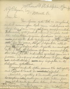 Letter from Benjamin Smith Lyman to Arthur J. Pilgrim