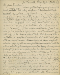 Letter from Benjamin Smith Lyman to Franklin B. Sanborn