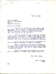 Letter from Massachusetts State College to Ben Iwakiri