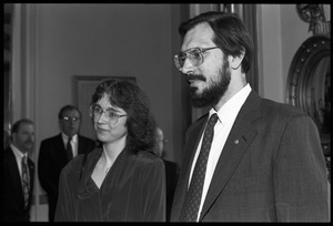 Russell A. Hulse (right) and wife (?) at reception with Massachusetts state legislators honoring his Nobel Prize in physics