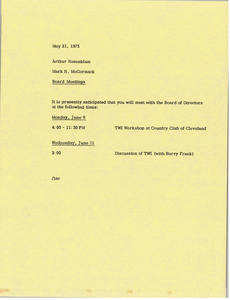 Memorandum from Mark H. McCormack to Arthur Rosenblum