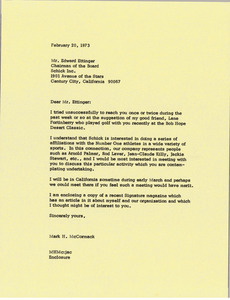 Letter from Mark H. McCormack to Edward Ettinger