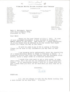 Letter from William R. Hapner Jr. to Mark H. McCormack