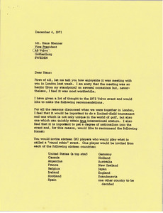 Letter from Mark H. McCormack to Hans Blenner