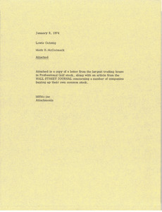 Memorandum from Mark H. McCormack to Lewis Oehmig