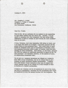 Letter from John L. Macklin to Douglas A. Walsh