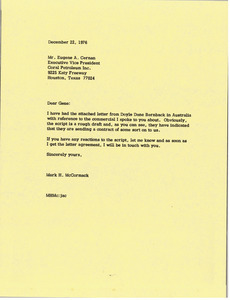 Letter from Mark H. McCormack to Eugene A. Cernan