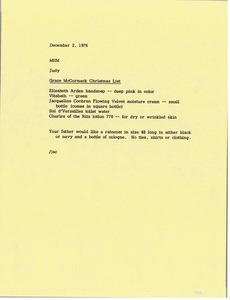 Memorandum from Judy A. Chilcote to Mark H. McCormack