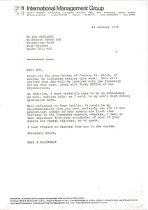 Letter from Mark H. McCormack to Bob Bartlett