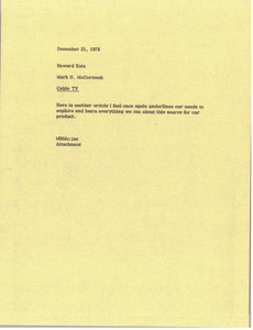 Memorandum from Mark H. McCormack to Howard Katz