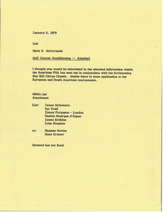 Memorandum from Mark H. McCormack to list