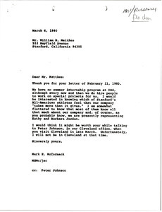 Letter from Mark H. McCormack to William M. Matthes