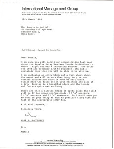 Letter from Mark H. McCormack to Ronnie A. Andjel