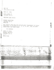 Telex prinotut from Mark H. McCormack to James Erskine