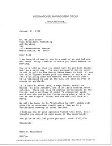 Letter from Mark H. McCormack to William Grabe