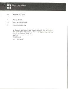 Memorandum from Mark H. McCormack to Barry Frank