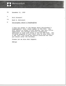 Memorandum from Mark H. McCormack to Eric Drossart