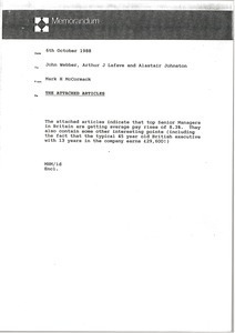 Memorandum from Mark H. McCormack to John Webber