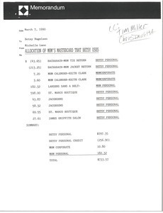 Memorandum from Michelle Lane to Betsy Nagelsen