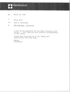 Memorandum from Mark H. McCormack to Betsy Goff