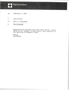 Memorandum from Mark H. McCormack to Doug Pirnie