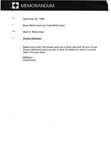 Memorandum from Mark H. McCormack to Breck McCormack and Todd McCormack