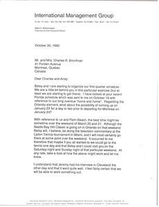 Letter from Mark H. McCormack to Mr. and Mrs. Charles R. Bronfman