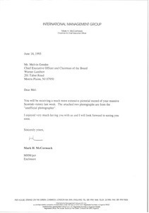 Letter from Mark H. McCormack to Melvin Goodes