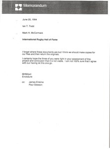 Memorandum from Mark H. McCormack to Ian T. Todd