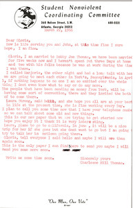 Letter from Charleane Hill to Gloria Xifaras Clark