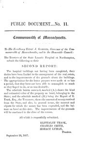 [ Second annual report of the State Lunatic Hospital at Northampton, 1857]