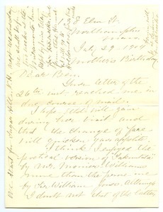 Letter from Mary Lyman to Benjamin Smith Lyman