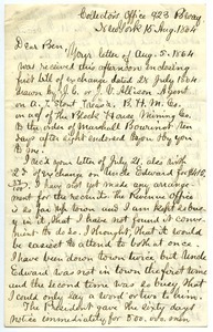 Letter from James Fowler Lyman to Benjamin Smith Lyman