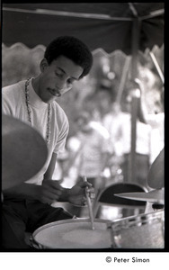 Roy McCurdy, drummer in Cannonball Adderley Sextet, performing at Jackie Robinson's jazz concert