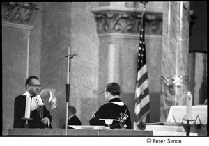 Jack Kerouac's funeral: church service, Father Armand Morrissette (right)