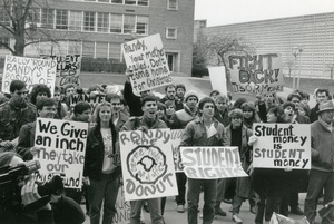 Protest by right-wing students in front of the Student Union building, UMass Amherst