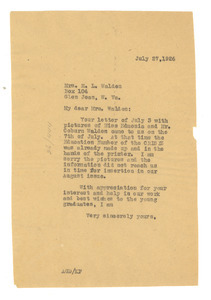 Letter from Crisis to M. L. Walden