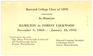 Hamilton de Forest Lockwood death announcement