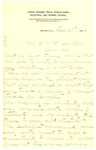 Letter from Anna E. Brown to W. E. B. Du Bois