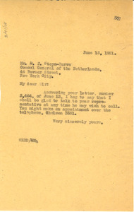 Letter from W. E. B. Du Bois to Consulate General of the Netherlands
