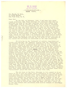 Letter from George W. Daniels to W. E. B. Du Bois