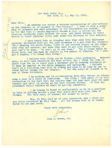Letter from John S. Brown Jr. to W. E. B. Du Bois
