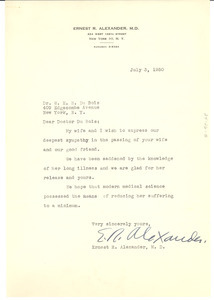 Letter from Ernest R. Alexander to W. E. B. Du Bois