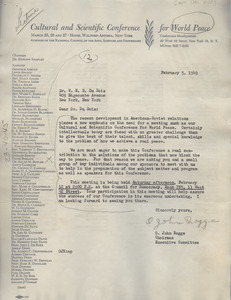 Letter from National Council of the Arts, Sciences and Professions to W. E. B. Du Bois